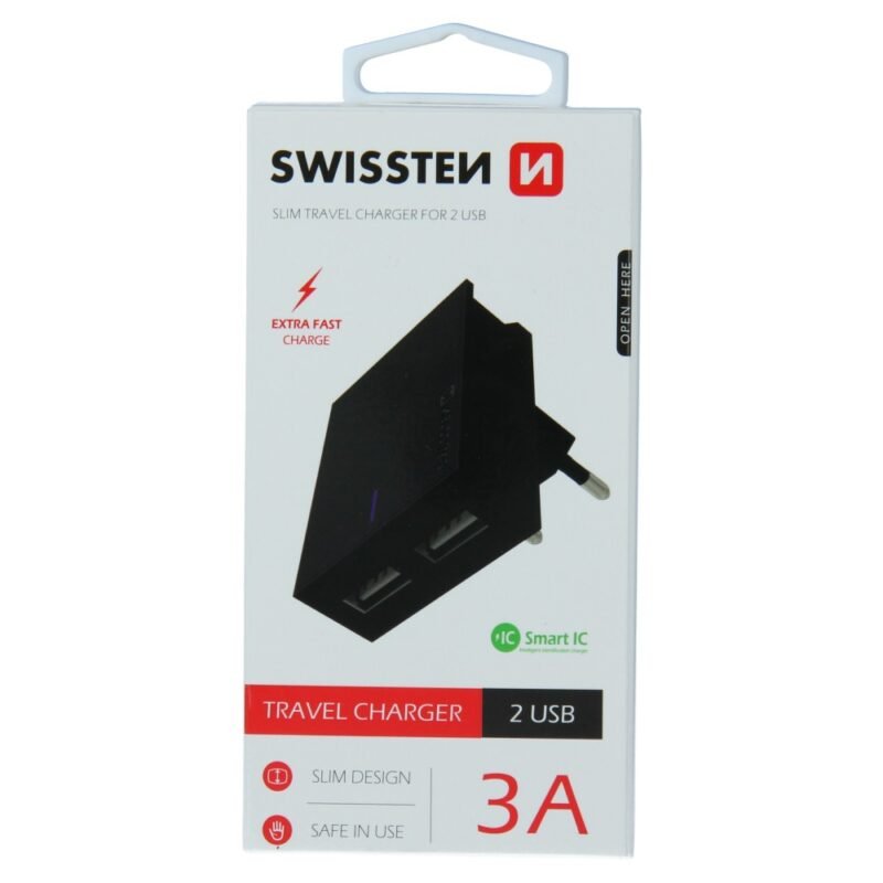Swissten 3A Dual Travel Charger - 22031000 - Noir