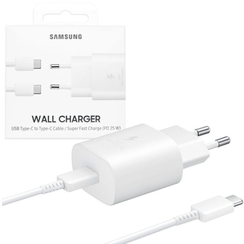 Samsung Super Fast Charging Travel Adapter (25W) + Type-C To Type-C USB Cable EP-TA800XWEGWW - Blanc
