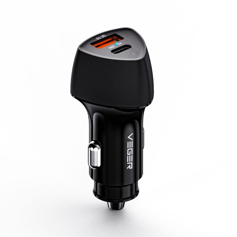 Veger Car Charger - Dual USB PD 38W Fast Charging - Noir