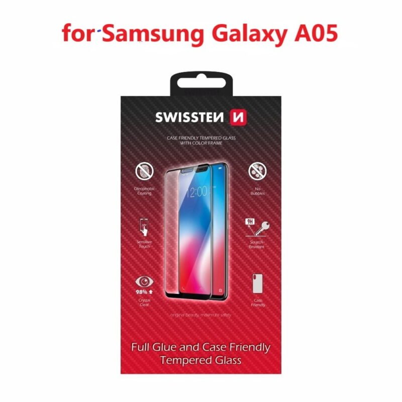 Swissten SM-A055F Galaxy A05 Film Verre Trempé - 54501845 - Full Glue - Noir