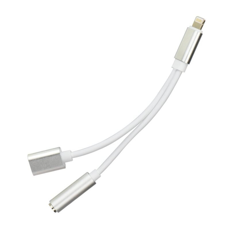 For Apple Lightning / Audio Jack 3.5 MM + Charging Adapter - Blanc