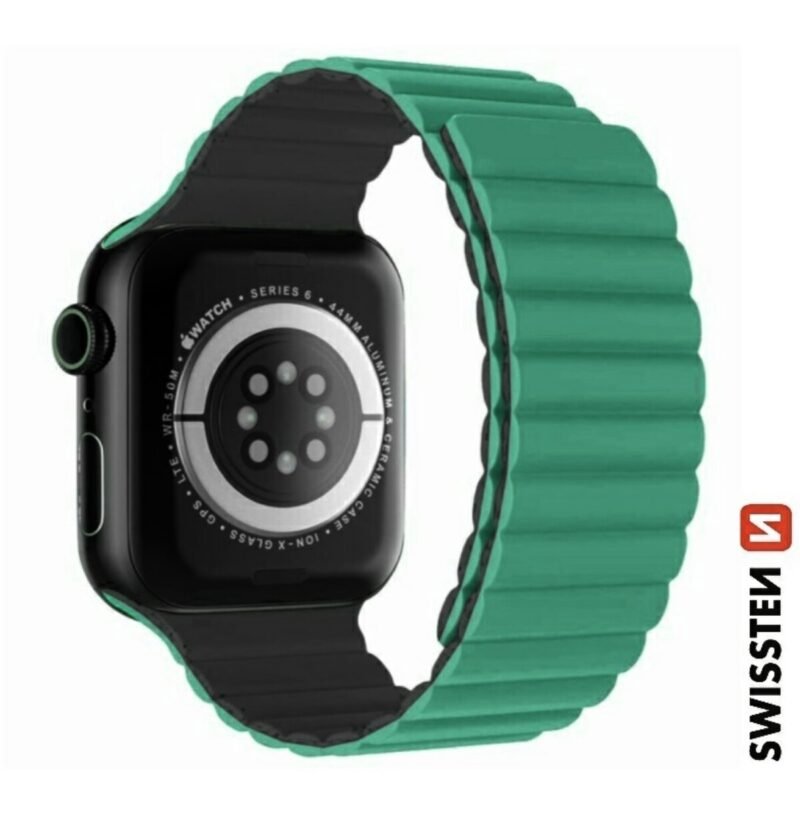 Swissten Apple Watch 42-49mm Bracelet en silicone Magnétique - 46000513 - Vert
