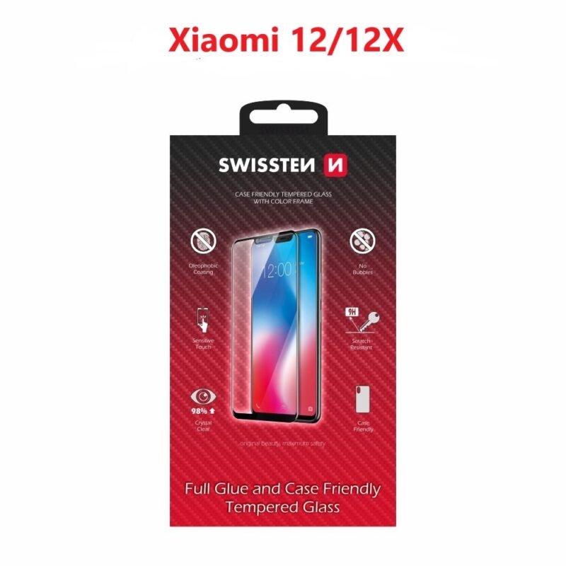 Swissten Xiaomi 12 (2201123G)/12X (2112123AC) Verre Trempé - 54501820 - Full Glue - Noir