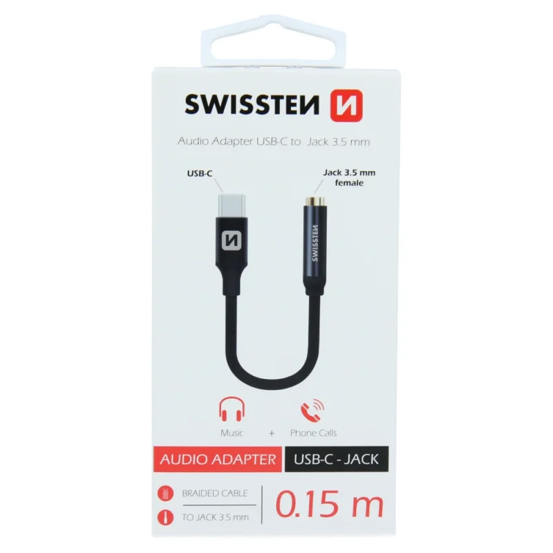 Swissten Audio Adapter USB-C / Jack (Female) - 73501301 - 0.15M - Noir