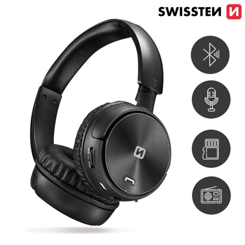 Swissten Trix Stereo Headphones - 52510500 - Wireless - Noir